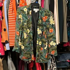 Leafy Green and floral print blazer, Liz Claiborne size 12